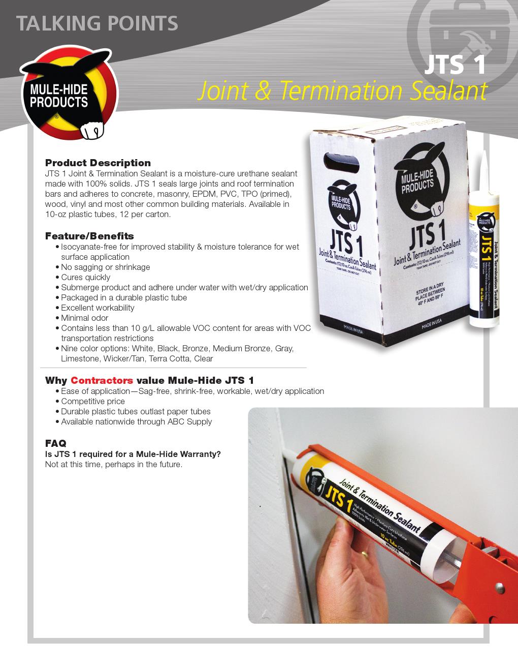 JTS 1 Joint & Termination Sealant
