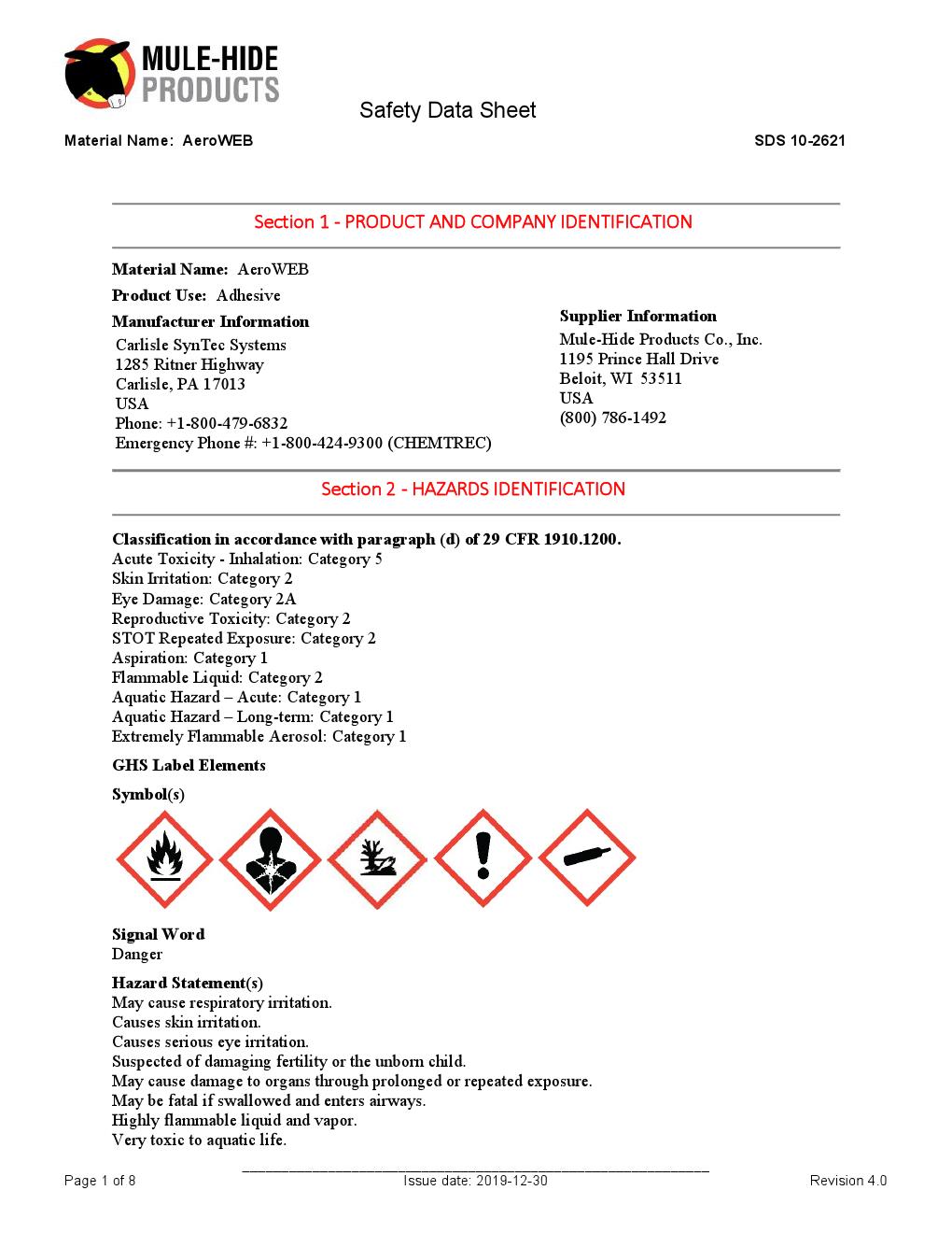 Aero LowVOC Aerosol Contact Adhesive