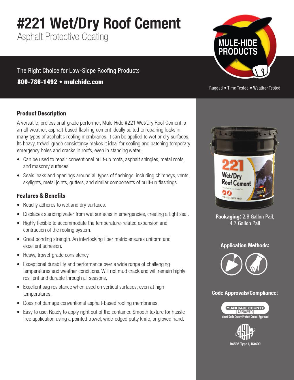 221 Wet/Dry Roof Cement