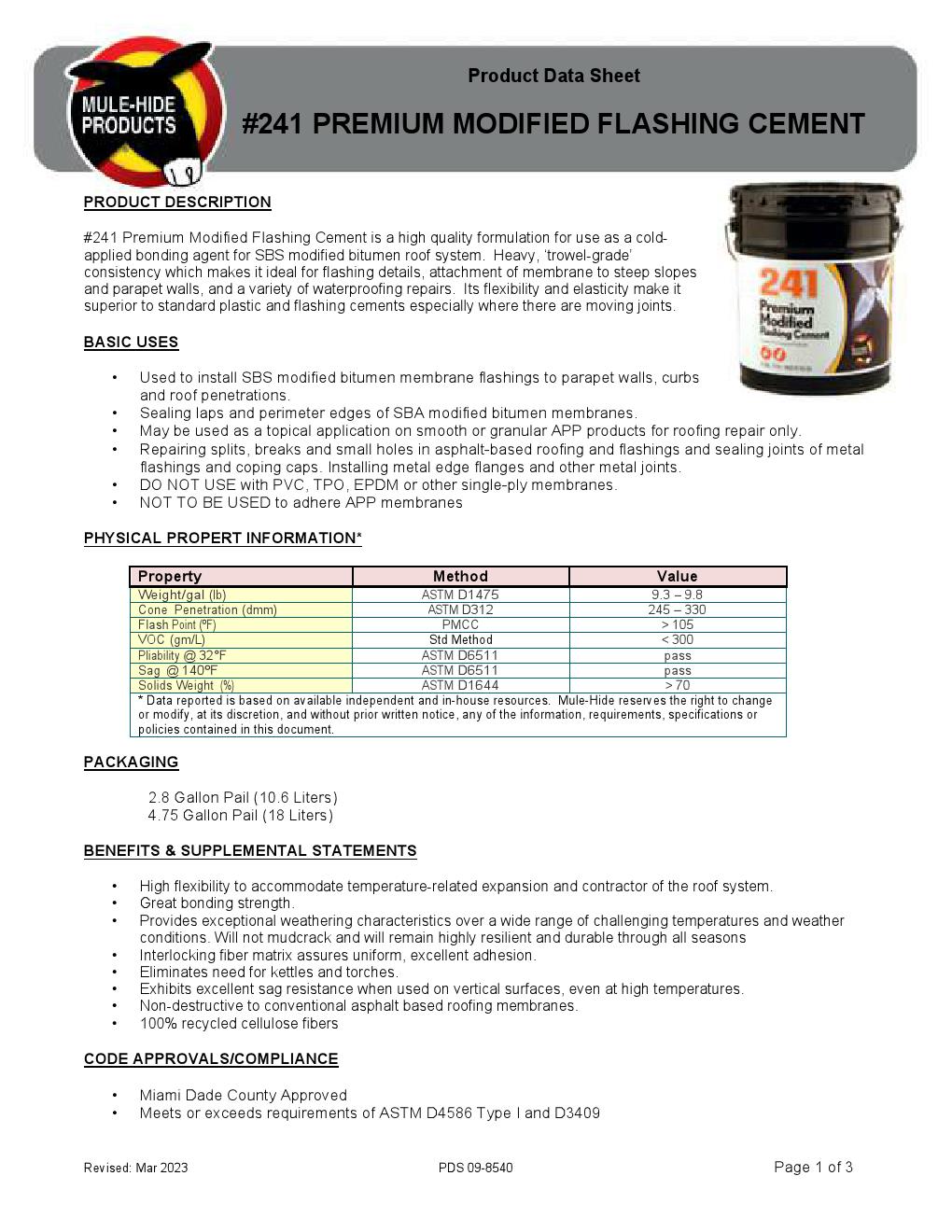 241 Premium Modified Flashing Cement