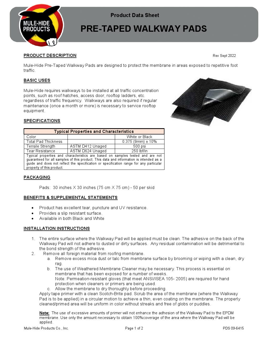 EPDM Walkway Pads with Tape