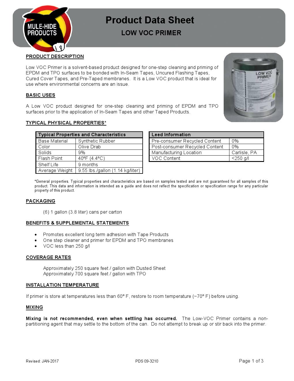 Low VOC Primer