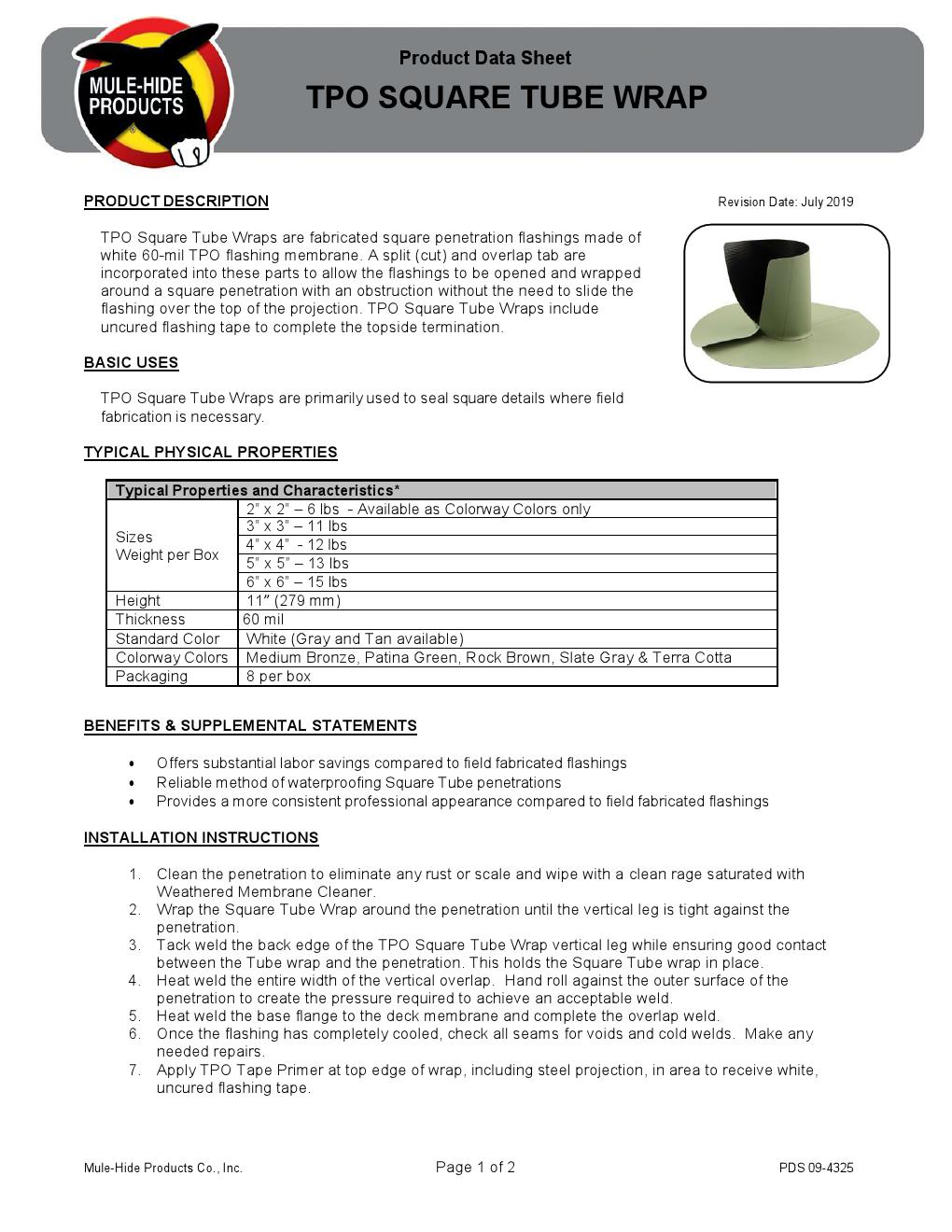 TPO Square Tube Wraps