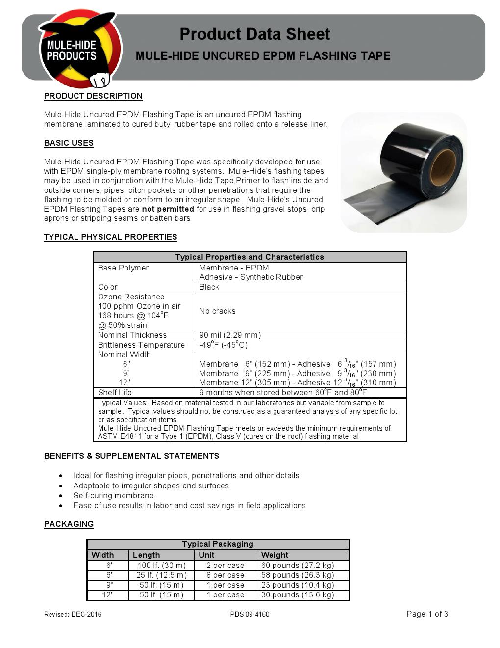Uncured Flashing Tape (White & Black)